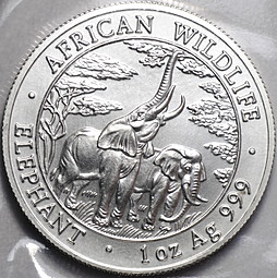 Монета 5000 квач 2003 Дикая природа Африки - Слоны Замбия