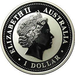 Монета 1 доллар 2005 Год Петуха Лунар Австралия