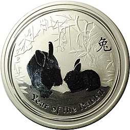 Монета 1 доллар 2011 Год Кролика Лунар 2 BUNC Австралия