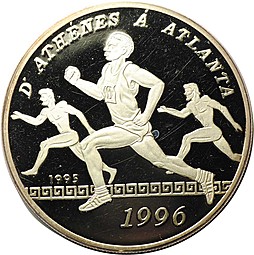 Монета 1000 франков 1995 Олимпиала Атланта 1996 Бенин