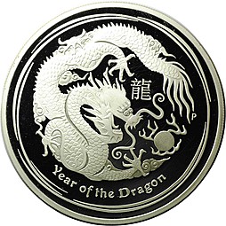 Монета 1 доллар 2012 Год дракона PROOF Лунар 2 Австралия
