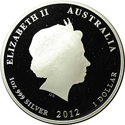 Монета 1 доллар 2012 Год дракона PROOF Лунар 2 Австралия