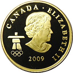 Монета 75 долларов 2009 Олимпиада Ванкувер 2010 - Олимпийский дух Канада