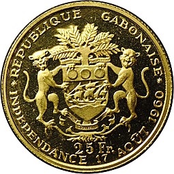 Монета 25 франков 1960 Габон
