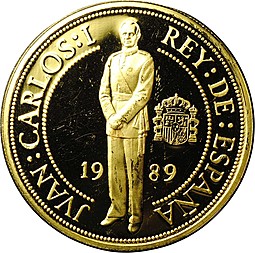 Монета 40000 песет 1989 500 лет открытию Америки Испания