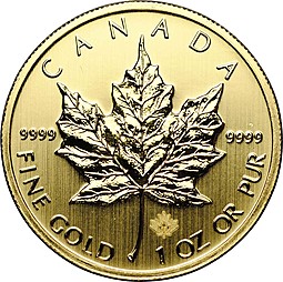Монета 50 долларов 2013 Кленовый лист золото Канада