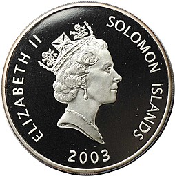 Монета 25 долларов 2003 Concorde История Авиации Соломоновы острова