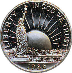 Монета 50 центов 1986 S Нация иммигрантов PROOF США
