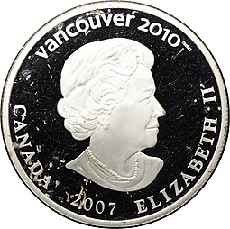 Монета 25 долларов 2007 Горные лыжи Олимпиада Ванкувер 2010 Канада