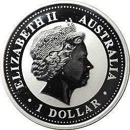 Монета 1 доллар 2005 Год Петуха Лунар цветной Австралия