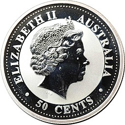 Монета 50 центов 2007 Год Свиньи Лунар Лунный календарь Австралия