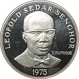 Монета 150 франков 1975 Леопольд Седар Сенгор Пеликан PROOF Сенегал