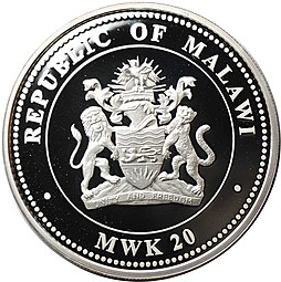 Монета 20 квача 2010 Год Тигра - Счастье Малави