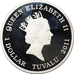 Монета 1 доллар 2011 Австралийская восточная коричневая змея Тувалу