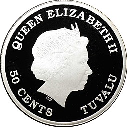Монета 50 центов 2012 Год Дракона Тувалу