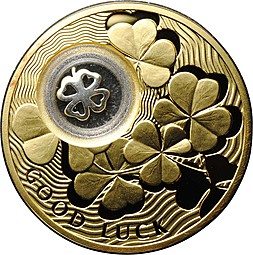 Монета 2 доллара 2013 На Удачу - Четырехлистный клевер Ниуэ