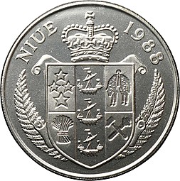 Монета 5 долларов 1988 Джонн Кеннеди 25 лет со дня смерти Ниуэ