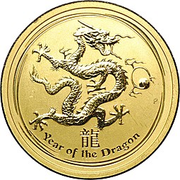 Монета 50 долларов 2012 Год Дракона Лунар 2 Лунный календарь Австралия