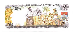 Банкнота 50 центов 1965 (1/2 доллара) Багамские Острова