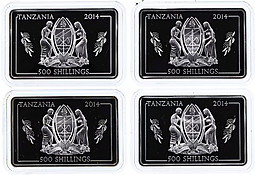 Набор 500 шиллингов 2014 Авианосцы (корабли) Танзания 4 монеты