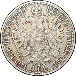 Монета 1 флорин 1874 Австрия