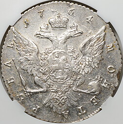 Монета 1 Рубль 1764 СПБ TI ЯI слаб NGS MS 61