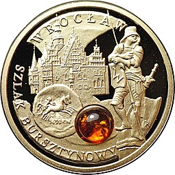 Монета 5 долларов 2009 Янтарный путь - Вроцлав Ниуэ