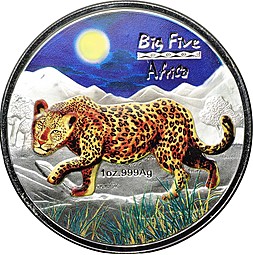 Монета 240 франков 2008 Большая пятёрка Африки Леопард Конго
