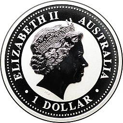 Монета 1 доллар 2007 Год свиньи Лунар цветная Австралия
