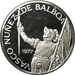 Монета 20 бальбоа 1977 Васко Нуньес де Бальбоа Панама