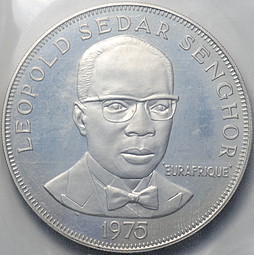 Монета 150 франков 1975 Леопольд Седар Сенгор Пеликан BUNC Сенегал