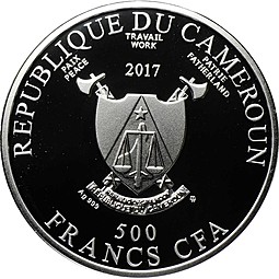 Монета 500 франков 2017 Картина Зонтик Франциско Гойя Камерун