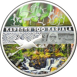 Монета 1000 франков 2019 Республика Карелия 100 лет Камерун