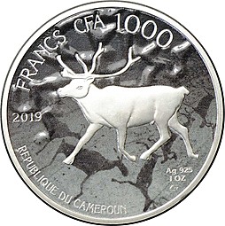 Монета 1000 франков 2019 Республика Карелия 100 лет Камерун