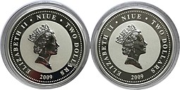 Набор 2 доллара 2009 Трое из Простоквашино Ниуэ 2 монеты в футляре