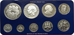 Набор монет 1, 5, 10, 20, 25, 50 центов 1, 5, 10 долларов серебро Ямайка