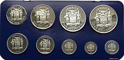 Набор монет 1, 5, 10, 20, 25, 50 центов 1, 5, 10 долларов 1978 серебро Ямайка