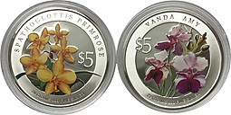 Набор 5 долларов 2009 Орхидеи Сингапур 2 монеты