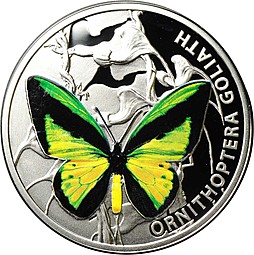 Монета 1 доллар 2012 Бабочка Орнитоптера голиаф Ornithoptera Goliath Ниуэ
