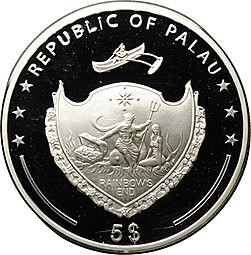 Монета 5 долларов 2010 Счастливого Рождества Палау
