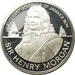 Монета 10 долларов 1974 Сэр Генри Морган Ямайка