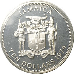 Монета 10 долларов 1974 Сэр Генри Морган Ямайка