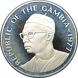 Монета 40 даласи 1977 Гамбия