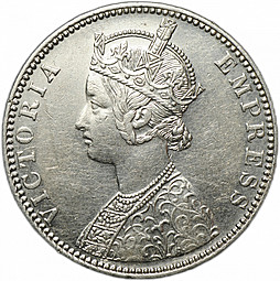 Монета 1 рупия 1890 Британская Индия