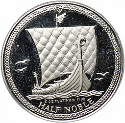 Монета 1/2 нобеля 1988 Корабль платина Остров Мэн