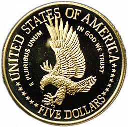 Монета 5 долларов 1986 100 лет Статуе Свободы США