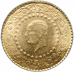 Монета 25 курушей 1987 Смерть Кемаля Ататюрка Турция