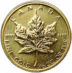 Монета 5 доларов 1989 Кленовый лист Канада