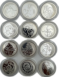 Комплект 3 рубля 2003-2014 Лунный календарь 12 монет