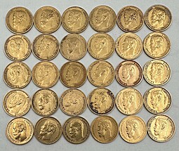 Инвестиционный лот золотые 5 рублей 1897, 1898, 1899, 1900 Николая 2 - 18 монет золото